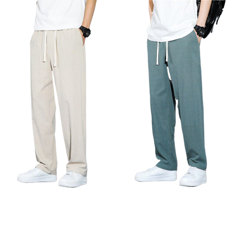 Mens Straight Leg Linen Trousers