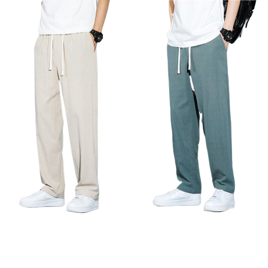 Mens Straight Leg Linen Trousers