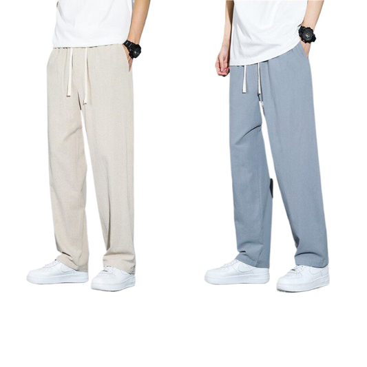 Mens Straight Leg Linen Trousers