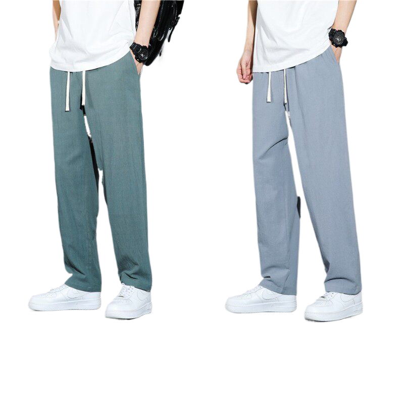 Mens Straight Leg Linen Trousers