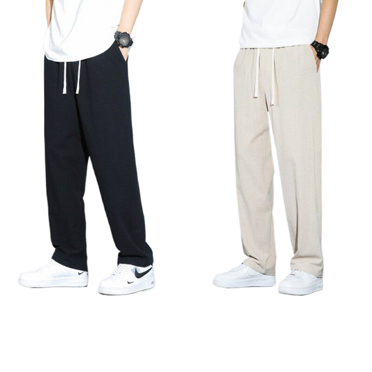 Mens Straight Leg Linen Trousers