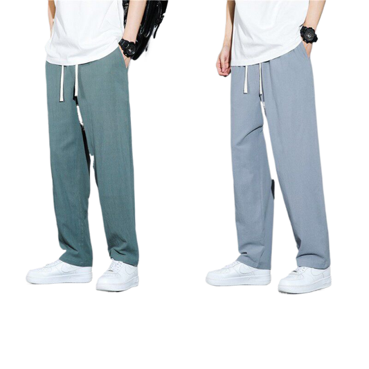 Mens Straight Leg Linen Trousers
