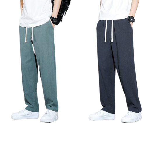Mens Straight Leg Linen Trousers