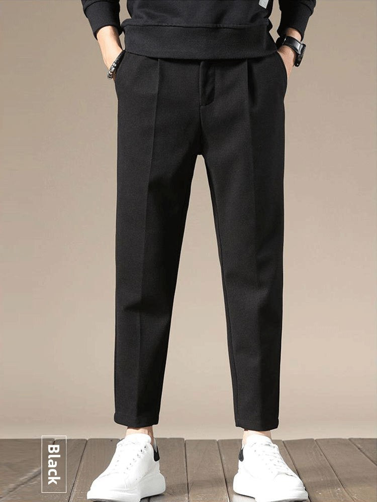 Mens Straight Leg Wool Casual Pants