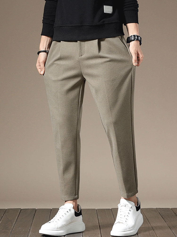 Mens Straight Leg Wool Casual Pants