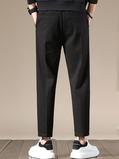 Mens Straight Leg Wool Casual Pants