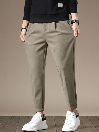 Mens Straight Leg Wool Casual Pants