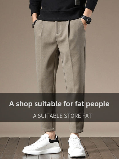 Mens Straight Leg Wool Casual Pants