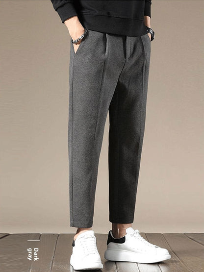 Mens Straight Leg Wool Casual Pants