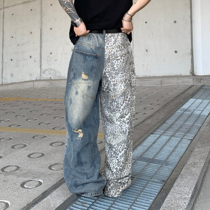 Mens Stretch Denim Pants with Ripped Details