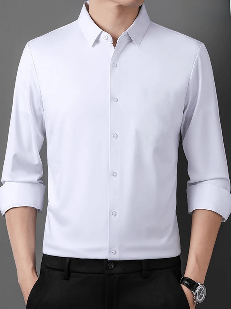 Mens Stretch Ice Silk Long Sleeve Shirt