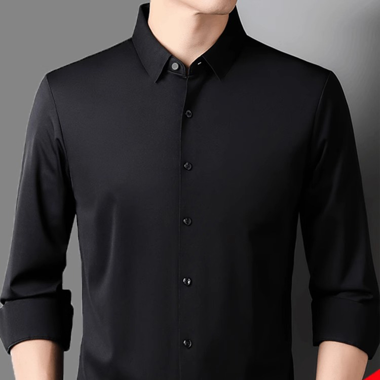 Mens Stretch Ice Silk Long Sleeve Shirt