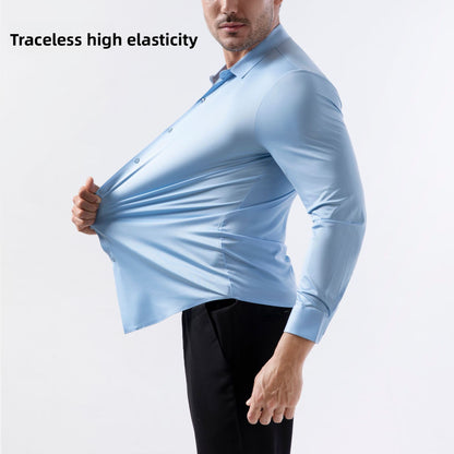 Mens Stretch Ice Silk Long Sleeve Shirt
