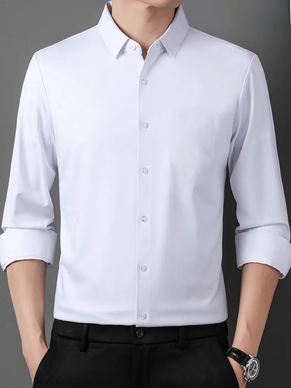 Mens Stretch Ice Silk Long Sleeve Shirt