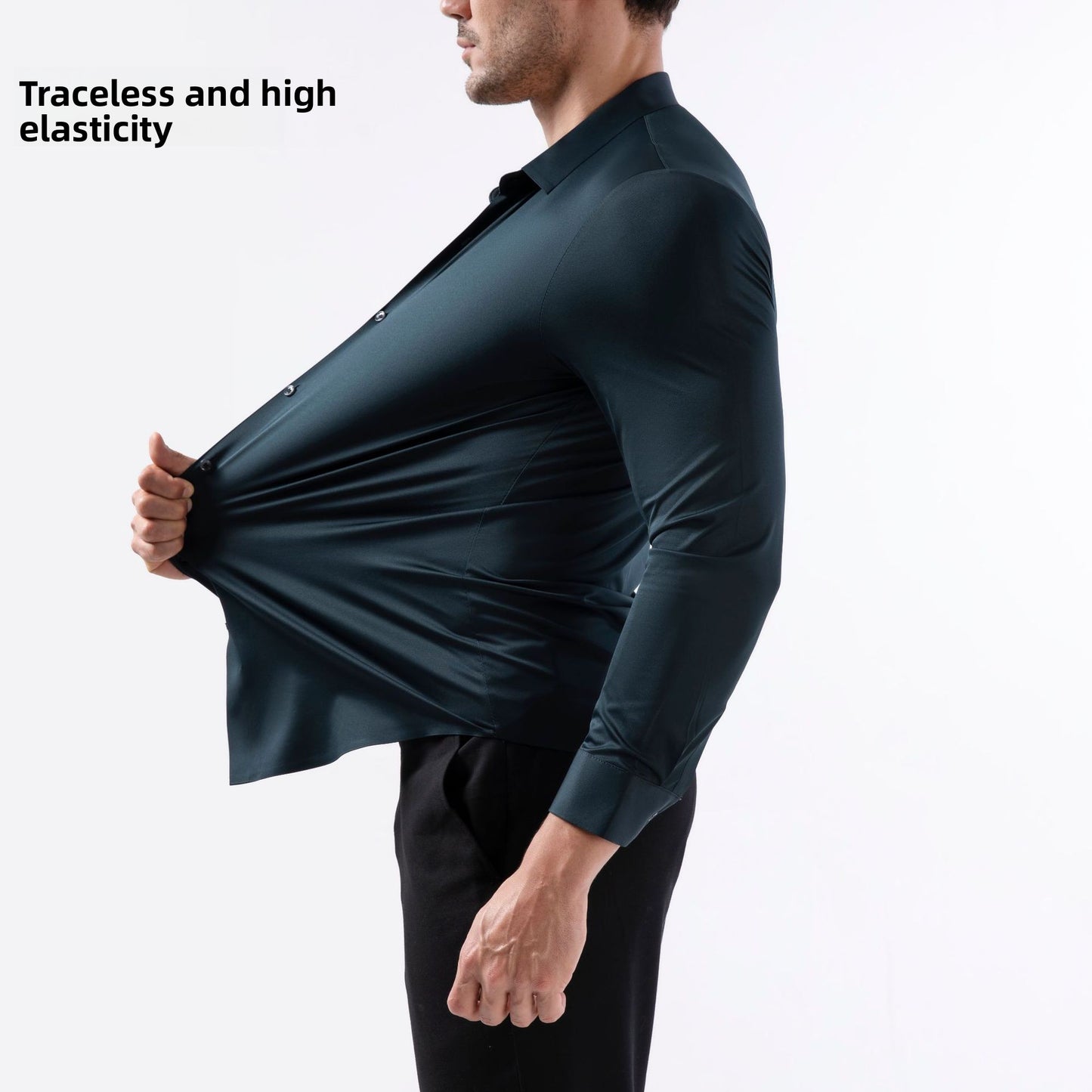 Mens Stretch Ice Silk Long Sleeve Shirt