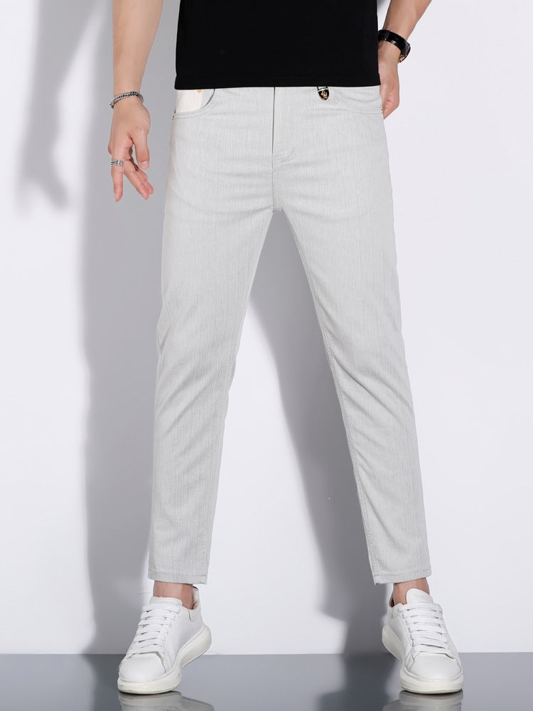 Mens Stretch Slim Fit Linen Blend Jeans