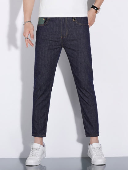 Mens Stretch Slim Fit Linen Blend Jeans