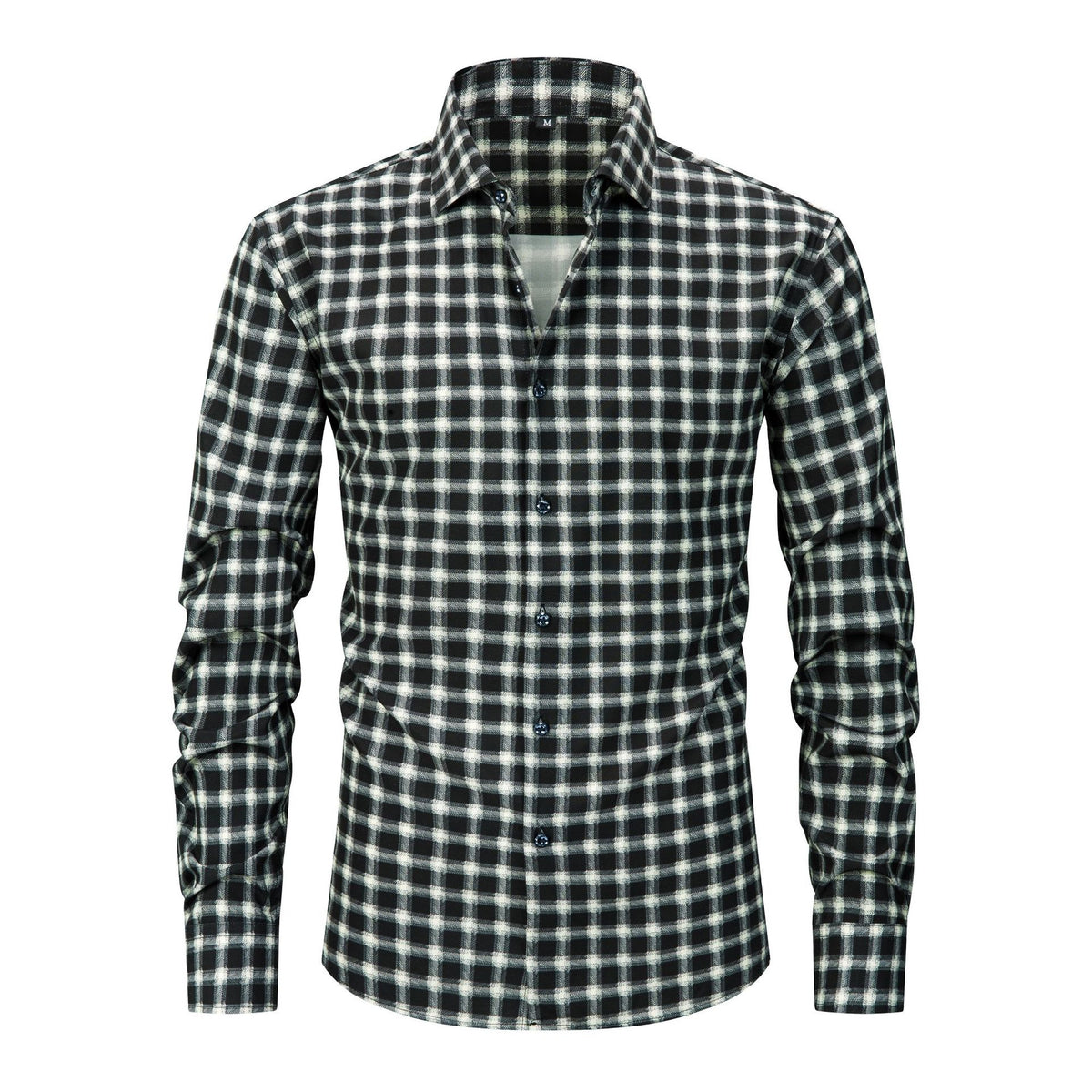 Mens Stretch Wrinkle-Free Plaid Long Sleeve Shirt