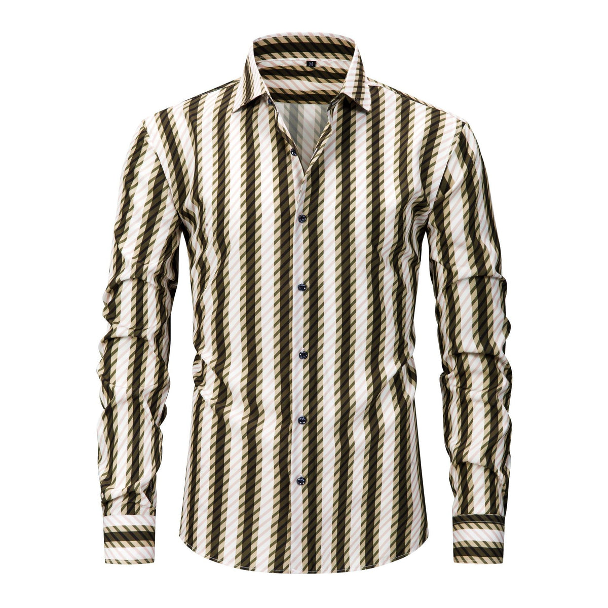 Mens Stretch Wrinkle-Free Plaid Long Sleeve Shirt