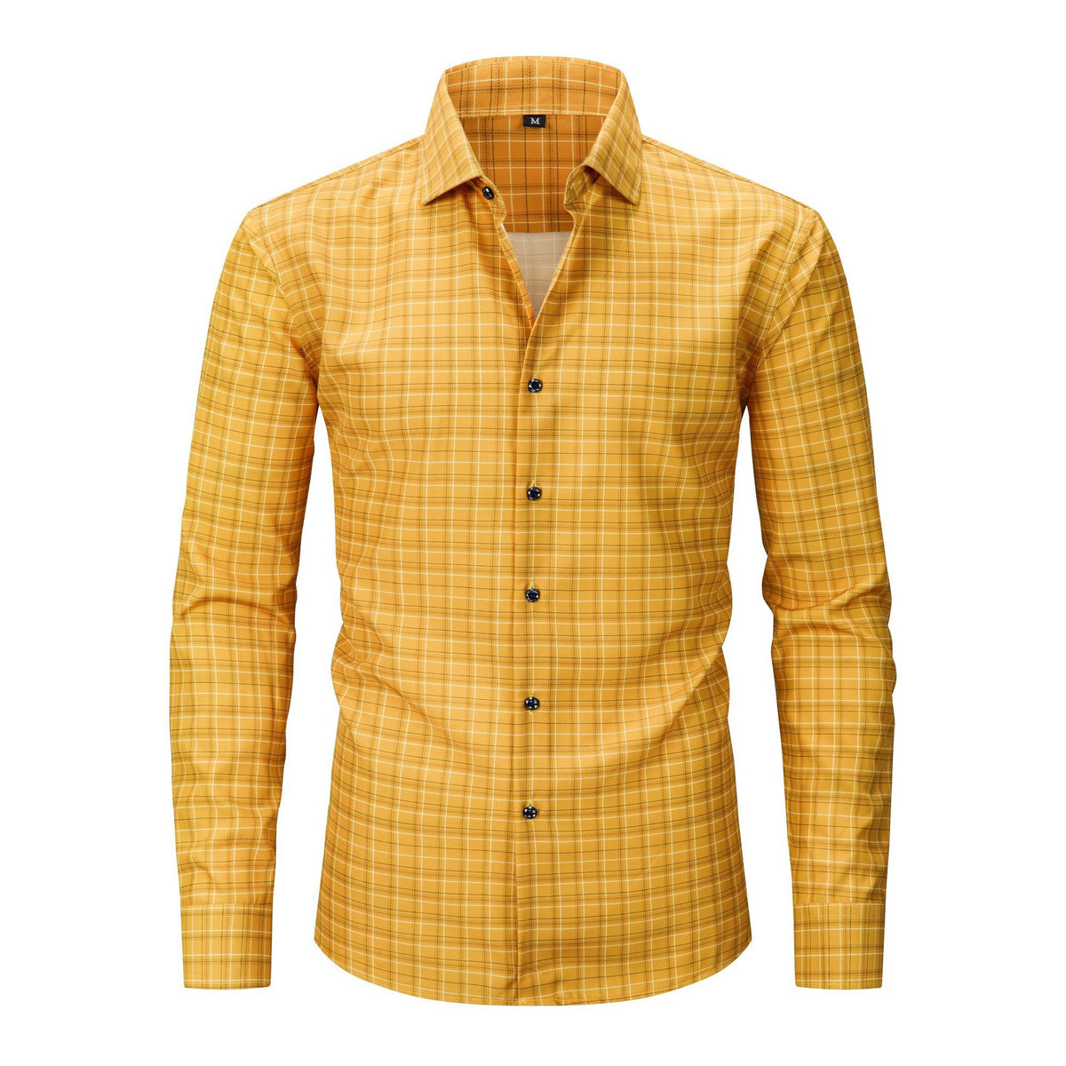 Mens Stretch Wrinkle-Free Plaid Long Sleeve Shirt