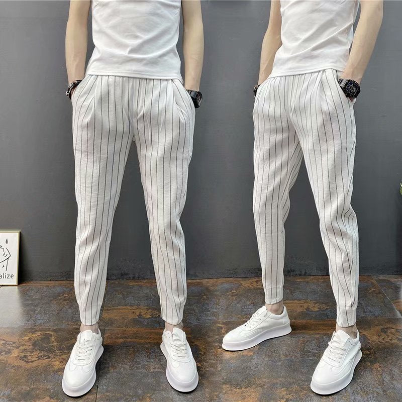 Mens Striped Casual Tapered Pants
