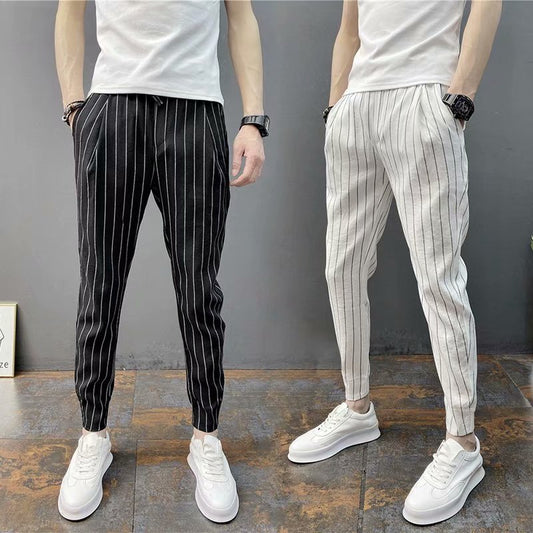 Mens Striped Casual Tapered Pants