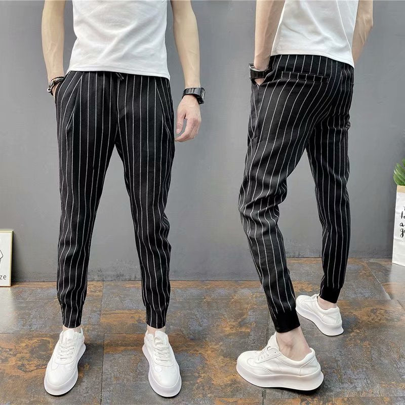 Mens Striped Casual Tapered Pants