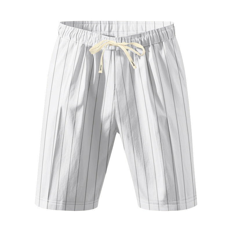Mens Striped Drawstring Linen Shorts