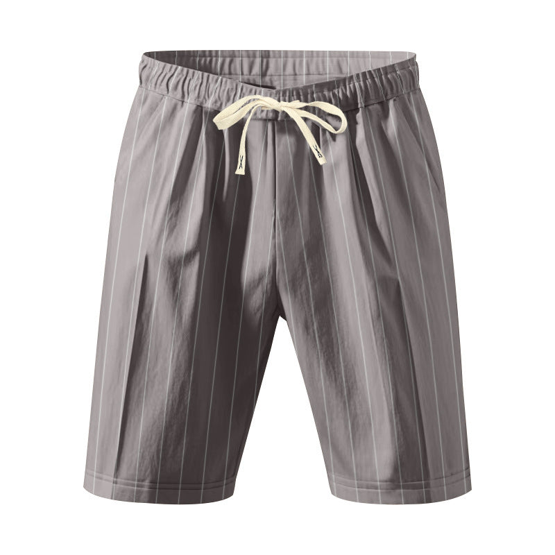 Mens Striped Drawstring Linen Shorts