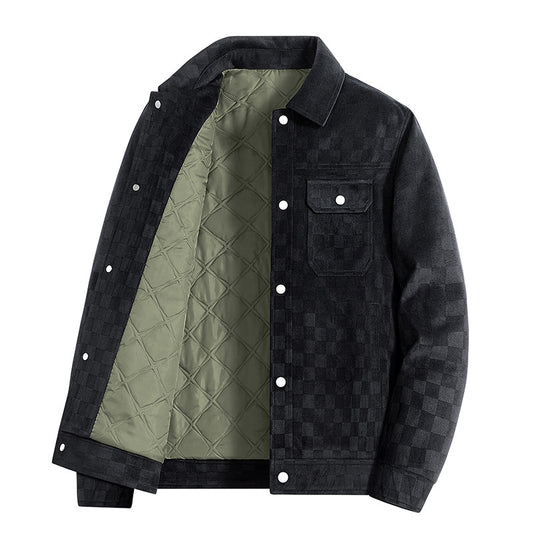 Mens Suede Checkerboard Plaid Jacket