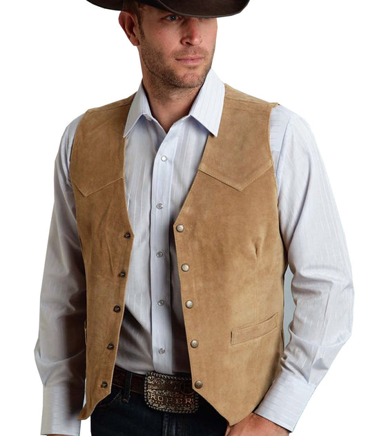 Mens Suede Vest with Metal Buckle