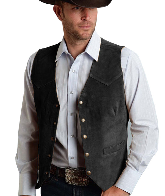 Mens Suede Vest with Metal Buckle