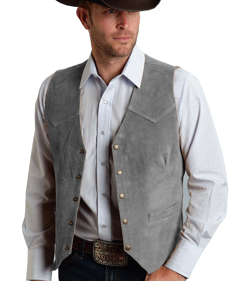 Mens Suede Vest with Metal Buckle
