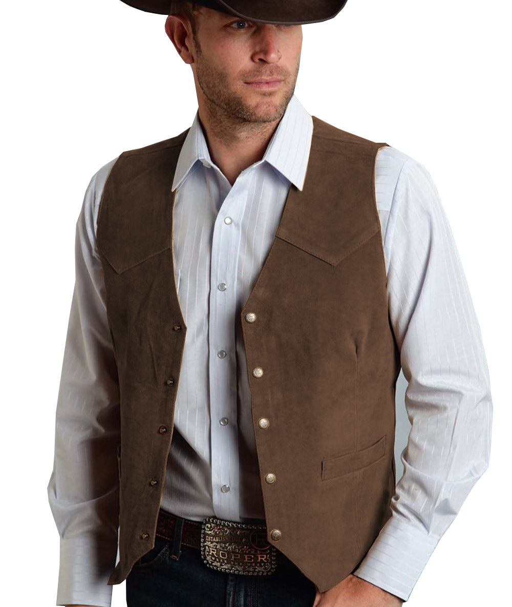 Mens Suede Vest with Metal Buckle