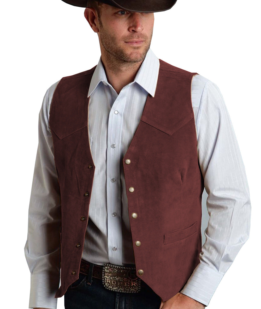 Mens Suede Vest with Metal Buckle