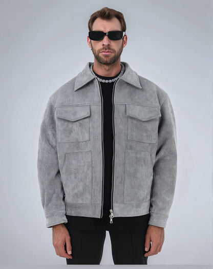 Mens Suede Zip Pocket Jacket