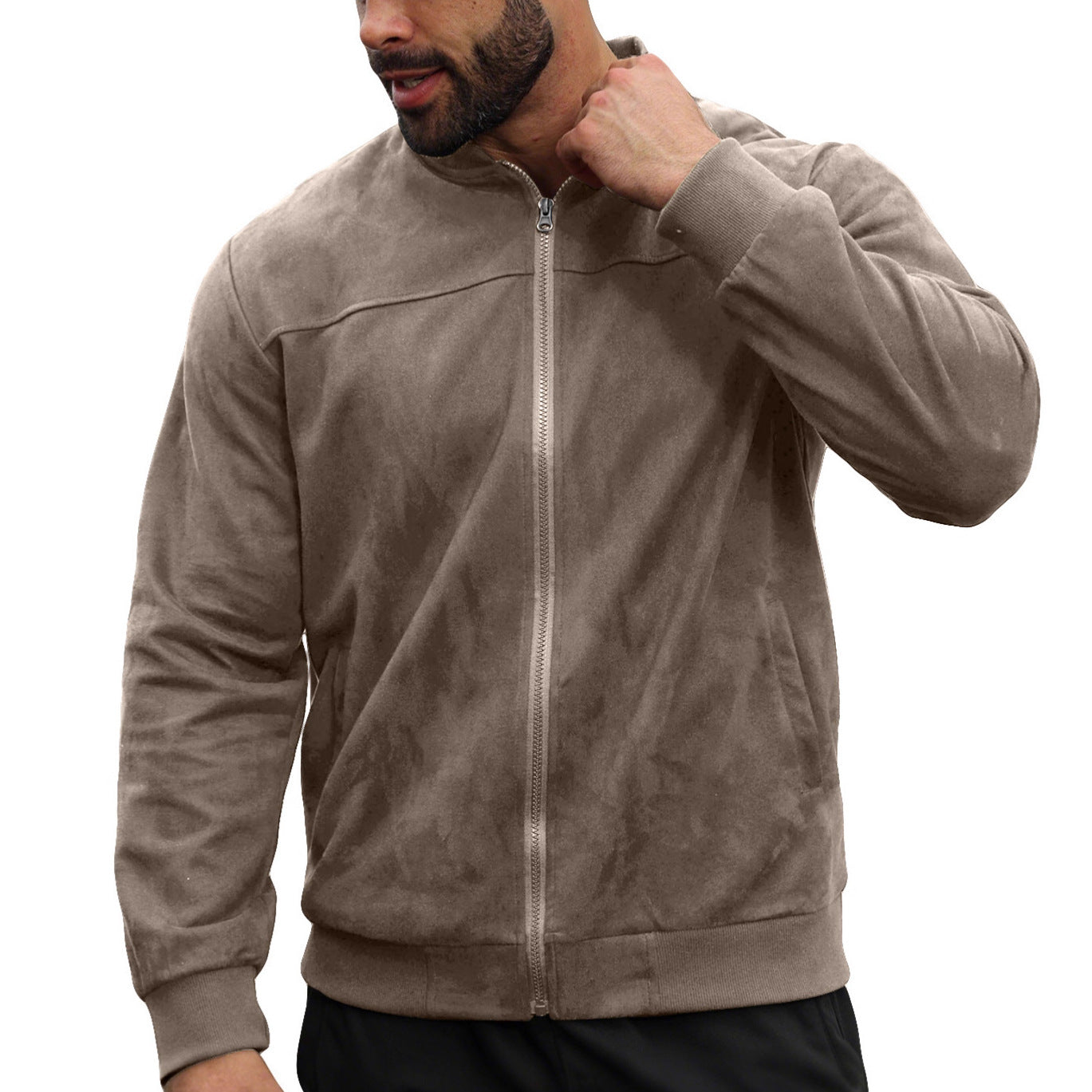 Mens Suede Zip Up Flight Jacket
