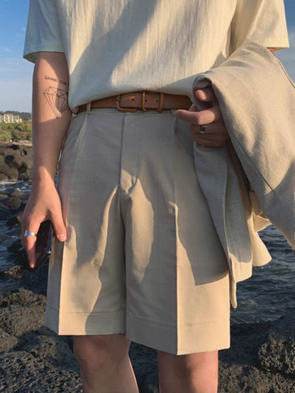 Mens Suit Shorts Comfortable Draped Trousers