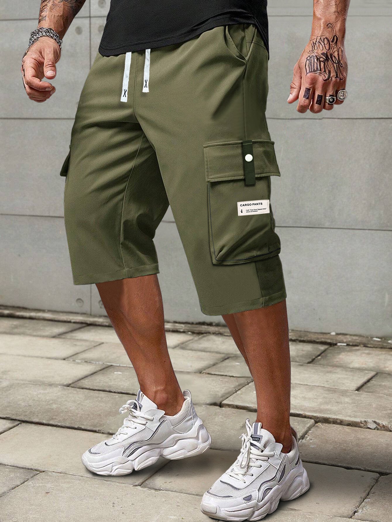 Mens Summer Cargo Shorts Straight Cropped Pants