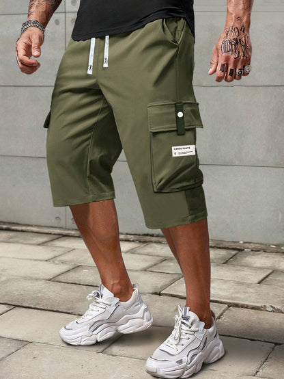 Mens Summer Cargo Shorts Straight Cropped Pants
