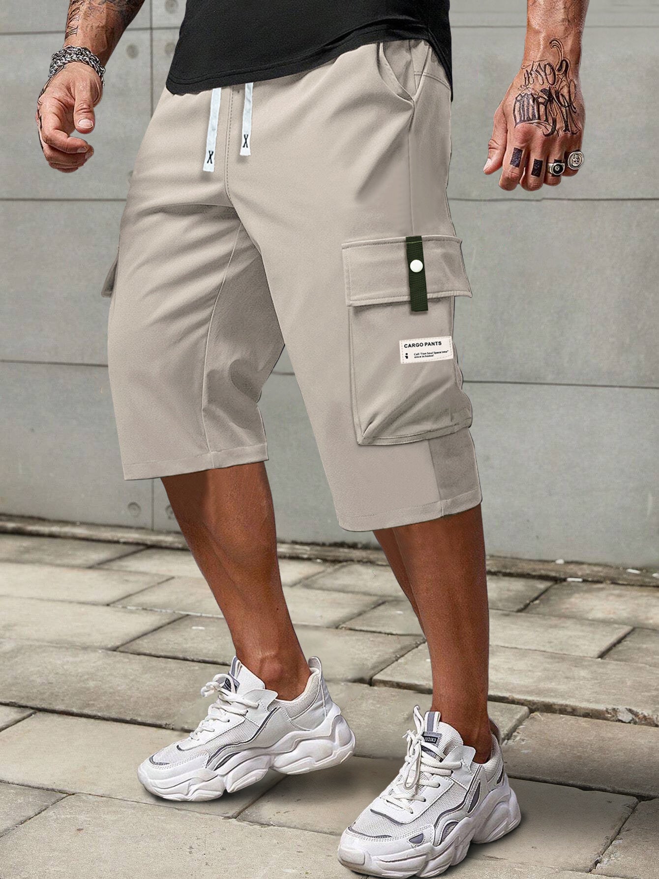 Mens Summer Cargo Shorts Straight Cropped Pants