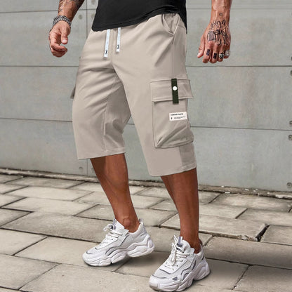 Mens Summer Cargo Shorts Straight Cropped Pants