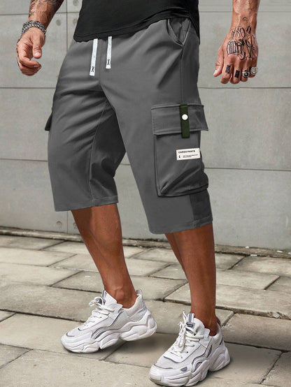 Mens Summer Cargo Shorts Straight Cropped Pants