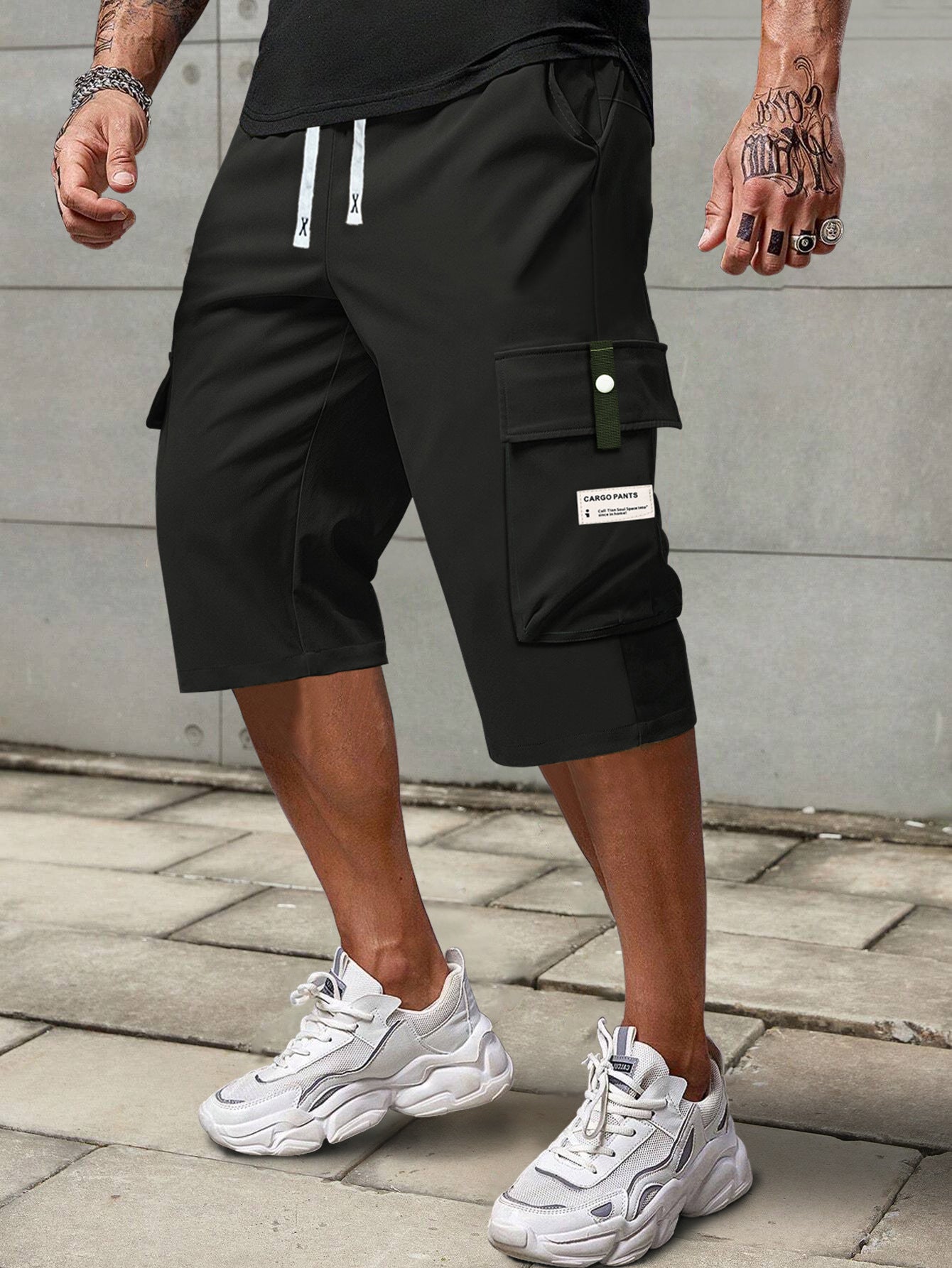 Mens Summer Cargo Shorts Straight Cropped Pants