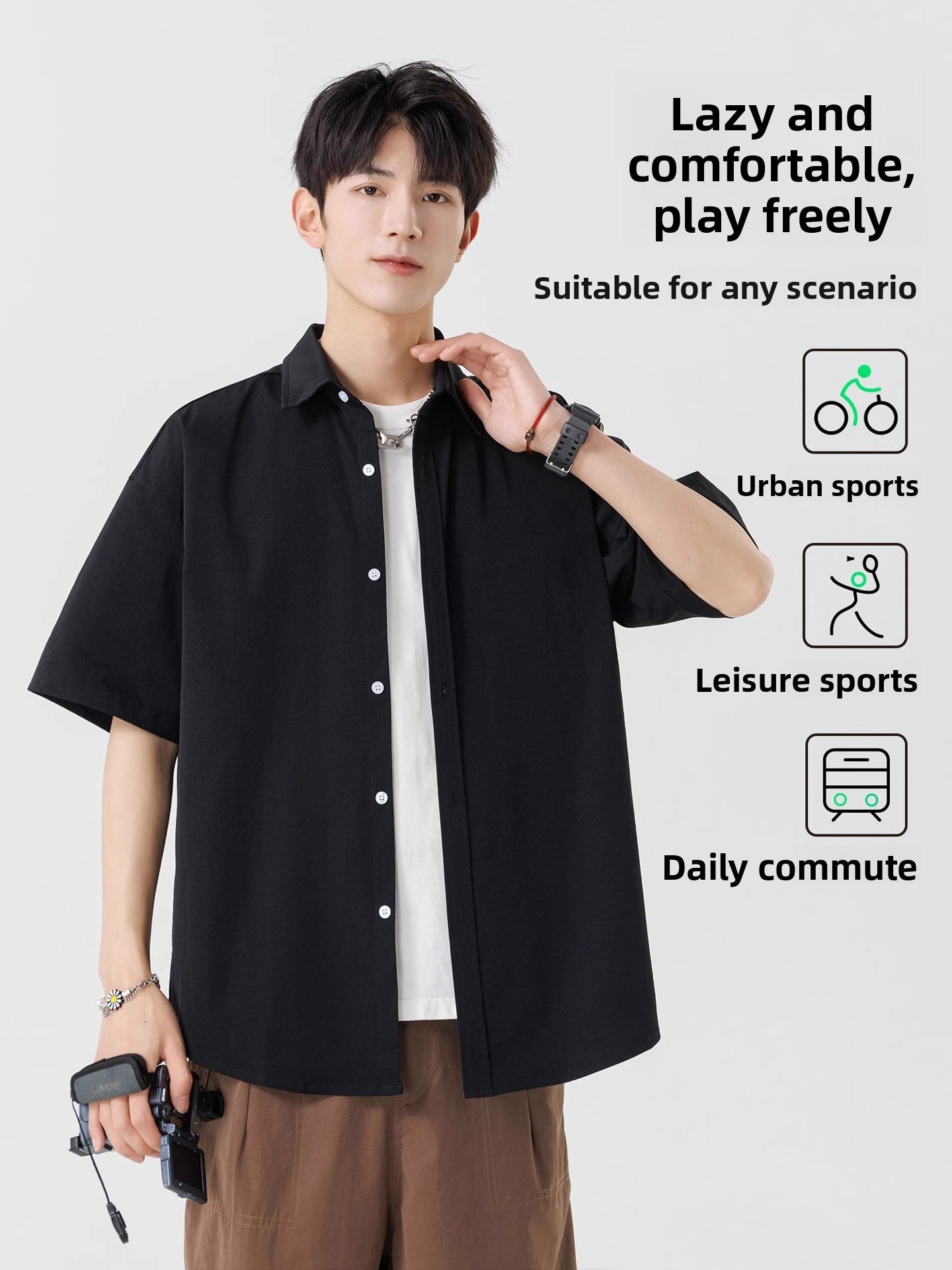 Mens Summer Ice Silk Shirt Jacket