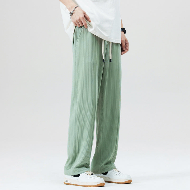 Mens Summer Pleated Casual Pants