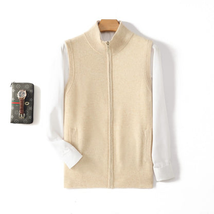 Mens Thickened Pure Wool Cardigan Half-High Collar Zipper Jacket