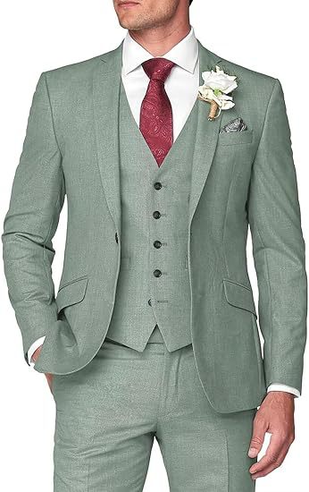 Mens Three-Piece Slim Fit Suit for Business and Wedding