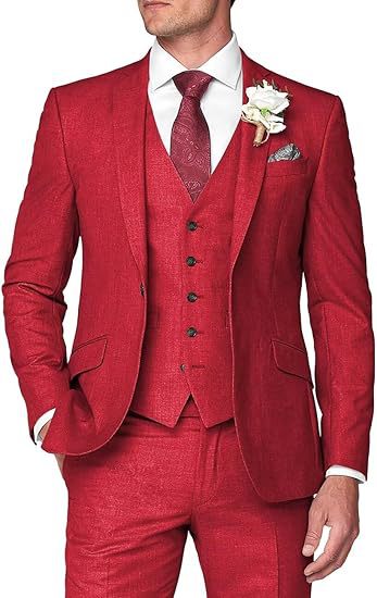 Mens Three-Piece Slim Fit Suit for Business and Wedding