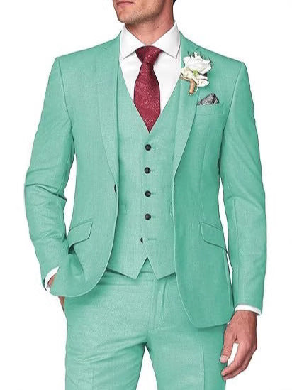 Mens Three-Piece Slim Fit Suit for Business and Wedding